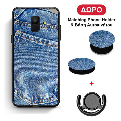 Jeans Pocket - Samsung Galaxy A6 2018 θήκη + Δώρο Phone Holder & Βάση Αυτοκινήτου