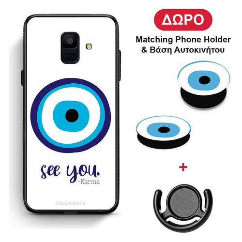 Karma Says - Samsung Galaxy A6 2018 θήκη + Δώρο Phone Holder & Βάση Αυτοκινήτου
