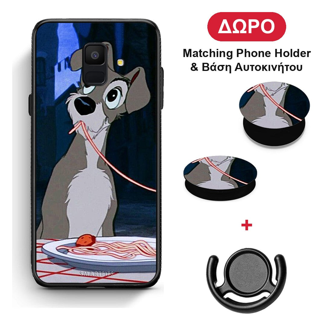 Lady And Tramp 1 - Samsung Galaxy A6 2018 θήκη + Δώρο Phone Holder & Βάση Αυτοκινήτου
