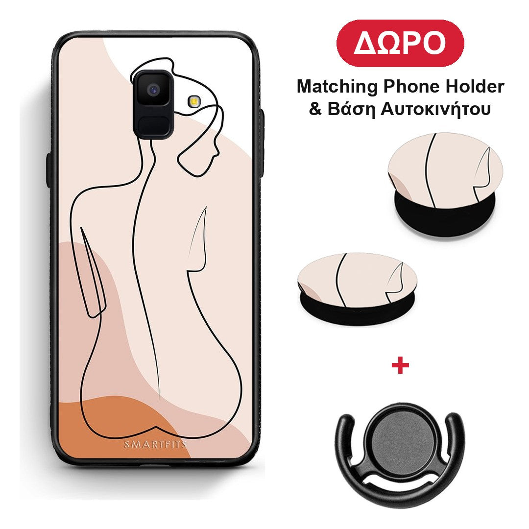 LineArt Woman - Samsung Galaxy A6 2018 θήκη + Δώρο Phone Holder & Βάση Αυτοκινήτου