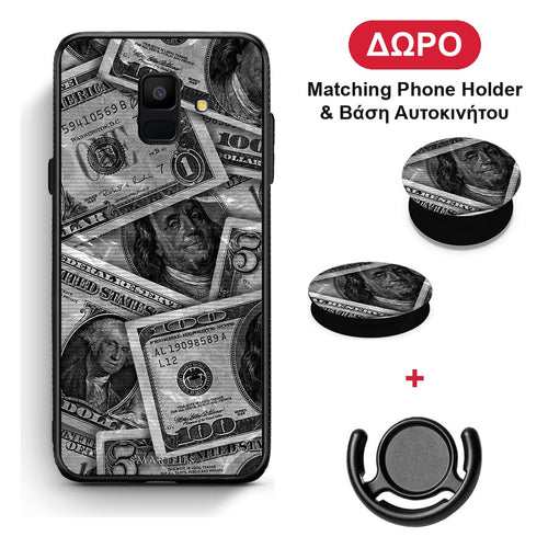 Money Dollars - Samsung Galaxy A6 2018 θήκη + Δώρο Phone Holder & Βάση Αυτοκινήτου