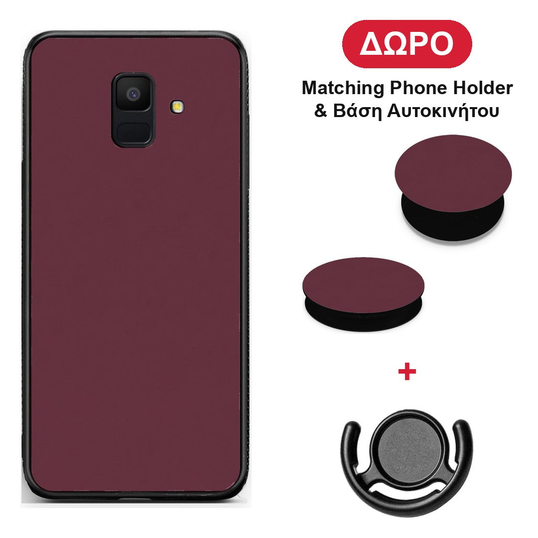 Muted Burgundy - Samsung Galaxy A6 2018 θήκη + Δώρο Phone Holder & Βάση Αυτοκινήτου