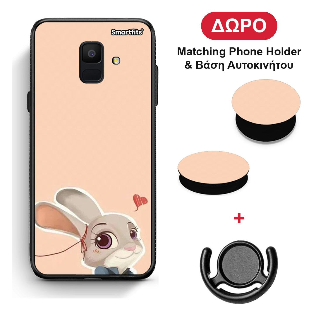 Nick Wilde And Judy Hopps Love 2 - Samsung Galaxy A6 2018 θήκη + Δώρο Phone Holder & Βάση Αυτοκινήτου