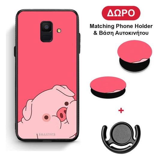 Pig Love 1 - Samsung Galaxy A6 2018 θήκη + Δώρο Phone Holder & Βάση Αυτοκινήτου