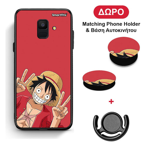 Pirate Luffy - Samsung Galaxy A6 2018 θήκη + Δώρο Phone Holder & Βάση Αυτοκινήτου