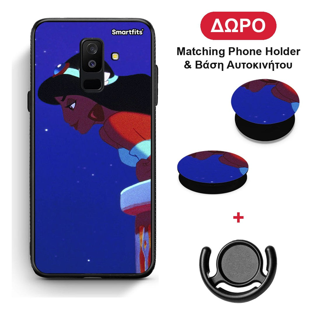 Alladin And Jasmine Love 2 - Samsung Galaxy A6+ 2018 θήκη + Δώρο Phone Holder & Βάση Αυτοκινήτου