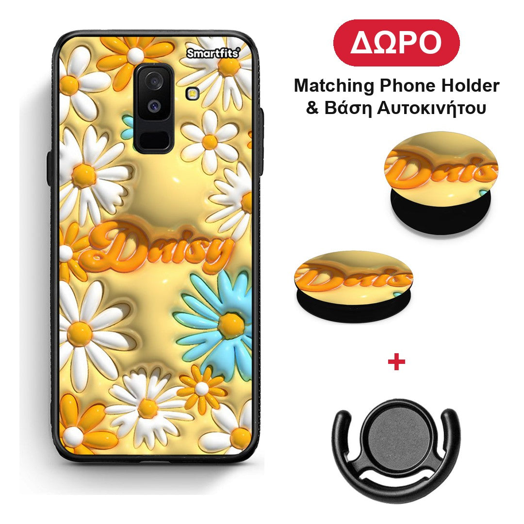 Bubble Daisies - Samsung Galaxy A6+ 2018 θήκη + Δώρο Phone Holder & Βάση Αυτοκινήτου