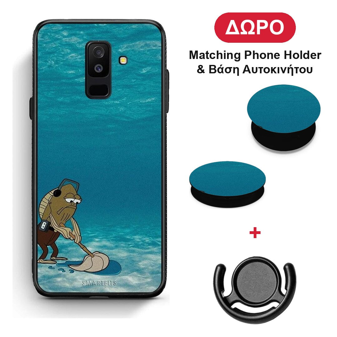 Clean The Ocean - Samsung Galaxy A6+ 2018 θήκη + Δώρο Phone Holder & Βάση Αυτοκινήτου