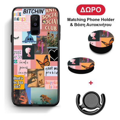 Collage Bitchin - Samsung Galaxy A6+ 2018 θήκη + Δώρο Phone Holder & Βάση Αυτοκινήτου