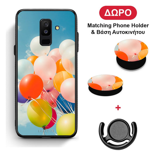 Colorful Balloons - Samsung Galaxy A6+ 2018 θήκη + Δώρο Phone Holder & Βάση Αυτοκινήτου