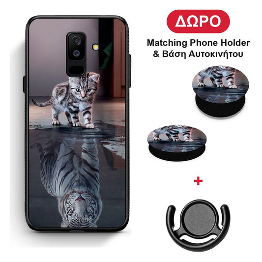 Cute Tiger - Samsung Galaxy A6+ 2018 θήκη + Δώρο Phone Holder & Βάση Αυτοκινήτου