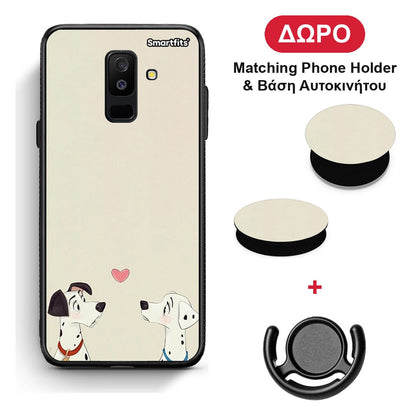 Dalmatians Love - Samsung Galaxy A6+ 2018 θήκη + Δώρο Phone Holder & Βάση Αυτοκινήτου