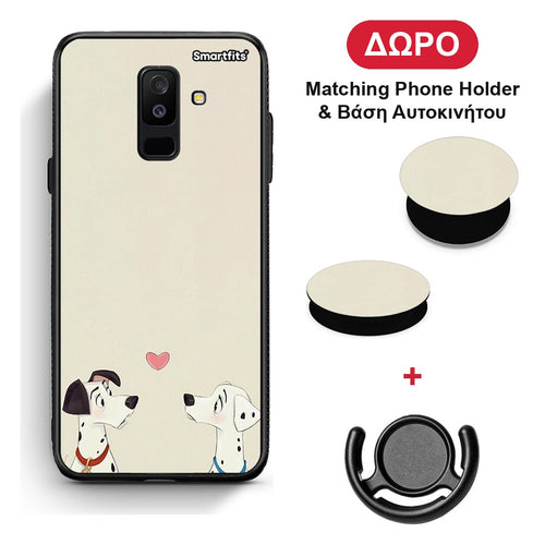 Dalmatians Love - Samsung Galaxy A6+ 2018 θήκη + Δώρο Phone Holder & Βάση Αυτοκινήτου