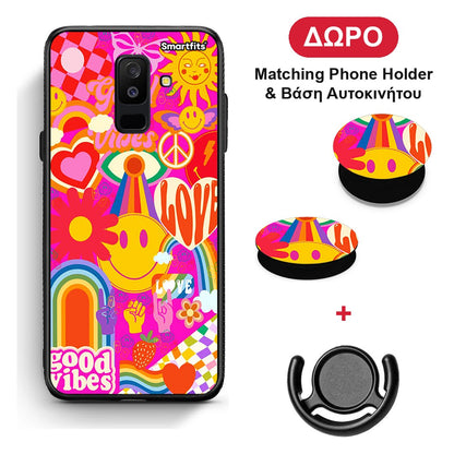 Hippie Love - Samsung Galaxy A6+ 2018 θήκη + Δώρο Phone Holder & Βάση Αυτοκινήτου