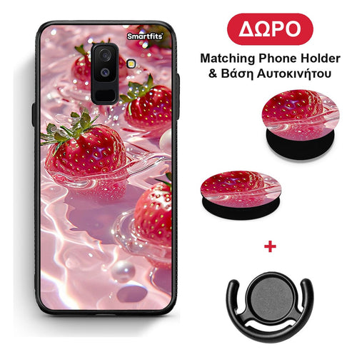Juicy Strawberries - Samsung Galaxy A6+ 2018 θήκη + Δώρο Phone Holder & Βάση Αυτοκινήτου