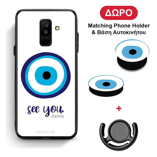 Karma Says - Samsung Galaxy A6+ 2018 θήκη + Δώρο Phone Holder & Βάση Αυτοκινήτου