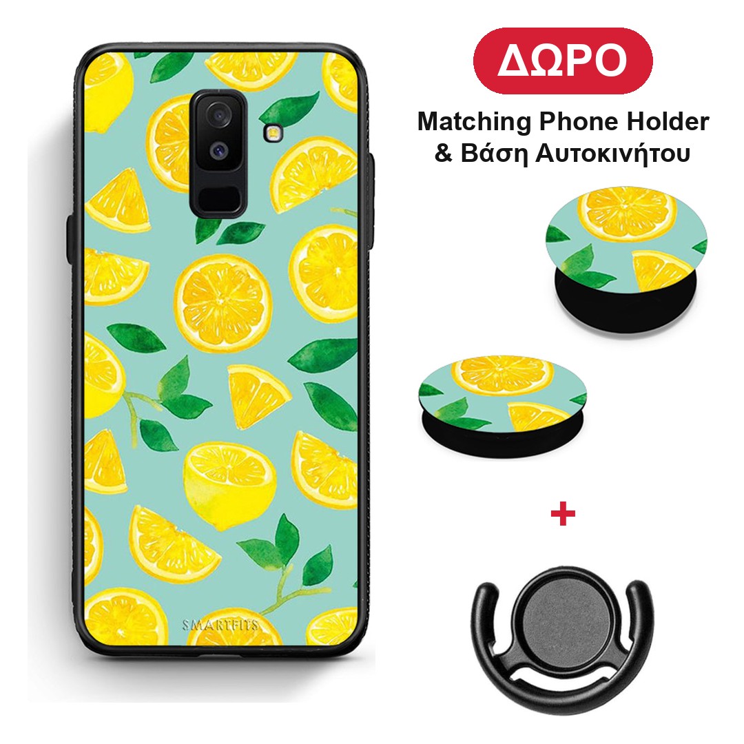 Lemons - Samsung Galaxy A6+ 2018 θήκη + Δώρο Phone Holder & Βάση Αυτοκινήτου