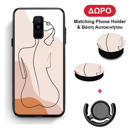 LineArt Woman - Samsung Galaxy A6+ 2018 θήκη + Δώρο Phone Holder & Βάση Αυτοκινήτου