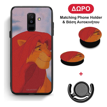 Lion Love 1 - Samsung Galaxy A6+ 2018 θήκη + Δώρο Phone Holder & Βάση Αυτοκινήτου
