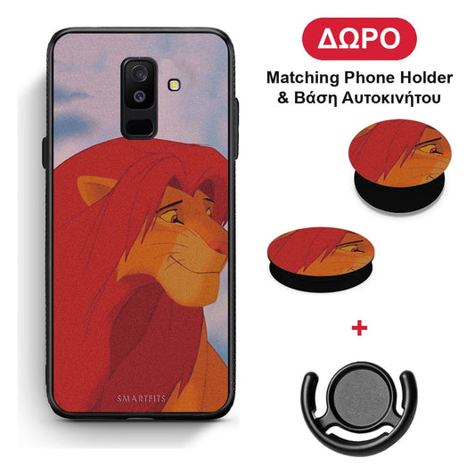 Lion Love 1 - Samsung Galaxy A6+ 2018 θήκη + Δώρο Phone Holder & Βάση Αυτοκινήτου
