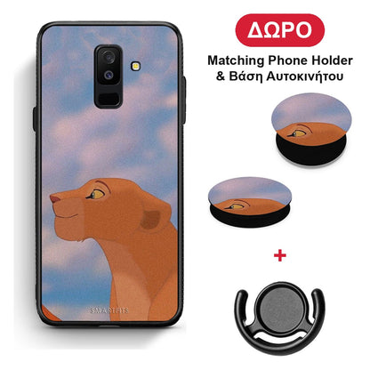 Lion Love 2 - Samsung Galaxy A6+ 2018 θήκη + Δώρο Phone Holder & Βάση Αυτοκινήτου
