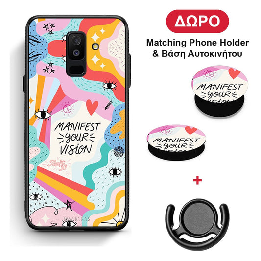 Manifest Your Vision - Samsung Galaxy A6+ 2018 θήκη + Δώρο Phone Holder & Βάση Αυτοκινήτου