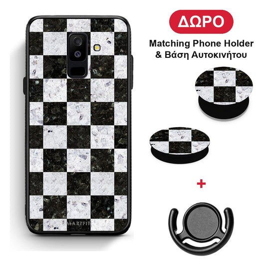 Marble Square Geometric - Samsung Galaxy A6+ 2018 θήκη + Δώρο Phone Holder & Βάση Αυτοκινήτου