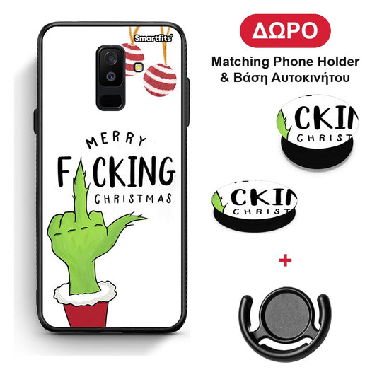 Merry F Xmas - Samsung Galaxy A6+ 2018 θήκη + Δώρο Phone Holder & Βάση Αυτοκινήτου