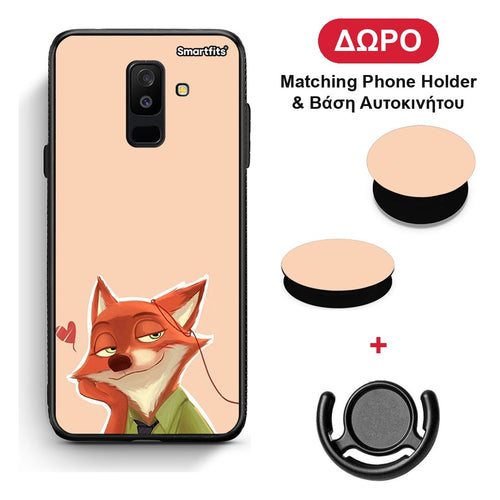 Nick Wilde And Judy Hopps Love 1 - Samsung Galaxy A6+ 2018 θήκη + Δώρο Phone Holder & Βάση Αυτοκινήτου