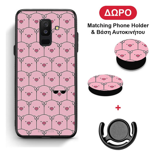 Pig Glasses - Samsung Galaxy A6+ 2018 θήκη + Δώρο Phone Holder & Βάση Αυτοκινήτου