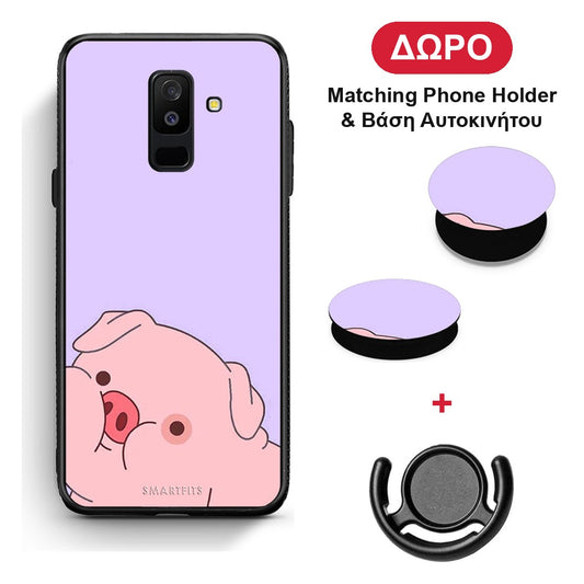 Pig Love 2 - Samsung Galaxy A6+ 2018 θήκη + Δώρο Phone Holder & Βάση Αυτοκινήτου