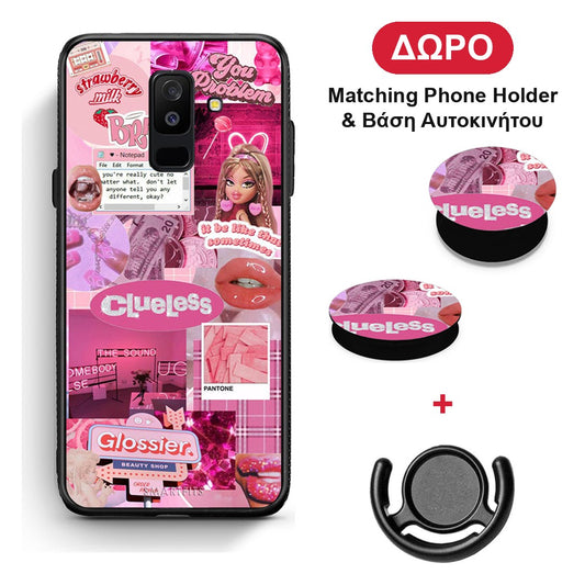 Pink Love - Samsung Galaxy A6+ 2018 θήκη + Δώρο Phone Holder & Βάση Αυτοκινήτου