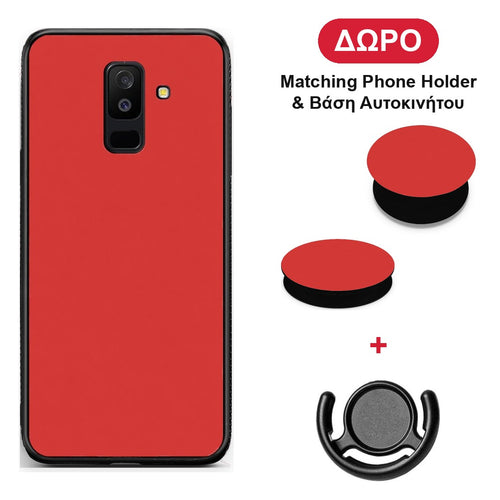 Poppy Red - Samsung Galaxy A6+ 2018 θήκη + Δώρο Phone Holder & Βάση Αυτοκινήτου