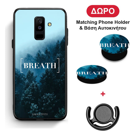 Quote Breath - Samsung Galaxy A6+ 2018 θήκη + Δώρο Phone Holder & Βάση Αυτοκινήτου