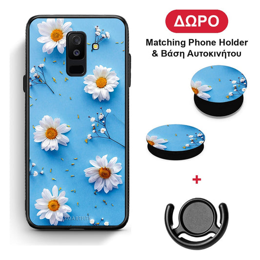 Real Daisies - Samsung Galaxy A6+ 2018 θήκη + Δώρο Phone Holder & Βάση Αυτοκινήτου