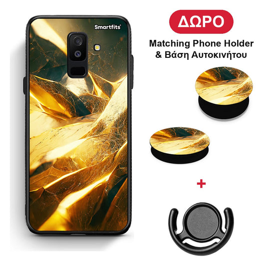 Real Gold - Samsung Galaxy A6+ 2018 θήκη + Δώρο Phone Holder & Βάση Αυτοκινήτου