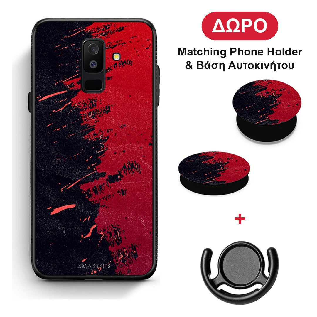 Red Paint - Samsung Galaxy A6+ 2018 θήκη + Δώρο Phone Holder & Βάση Αυτοκινήτου