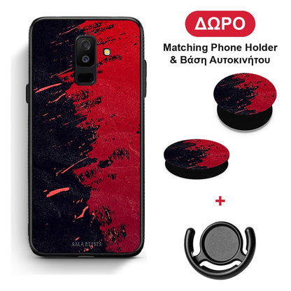 Red Paint - Samsung Galaxy A6+ 2018 θήκη + Δώρο Phone Holder & Βάση Αυτοκινήτου