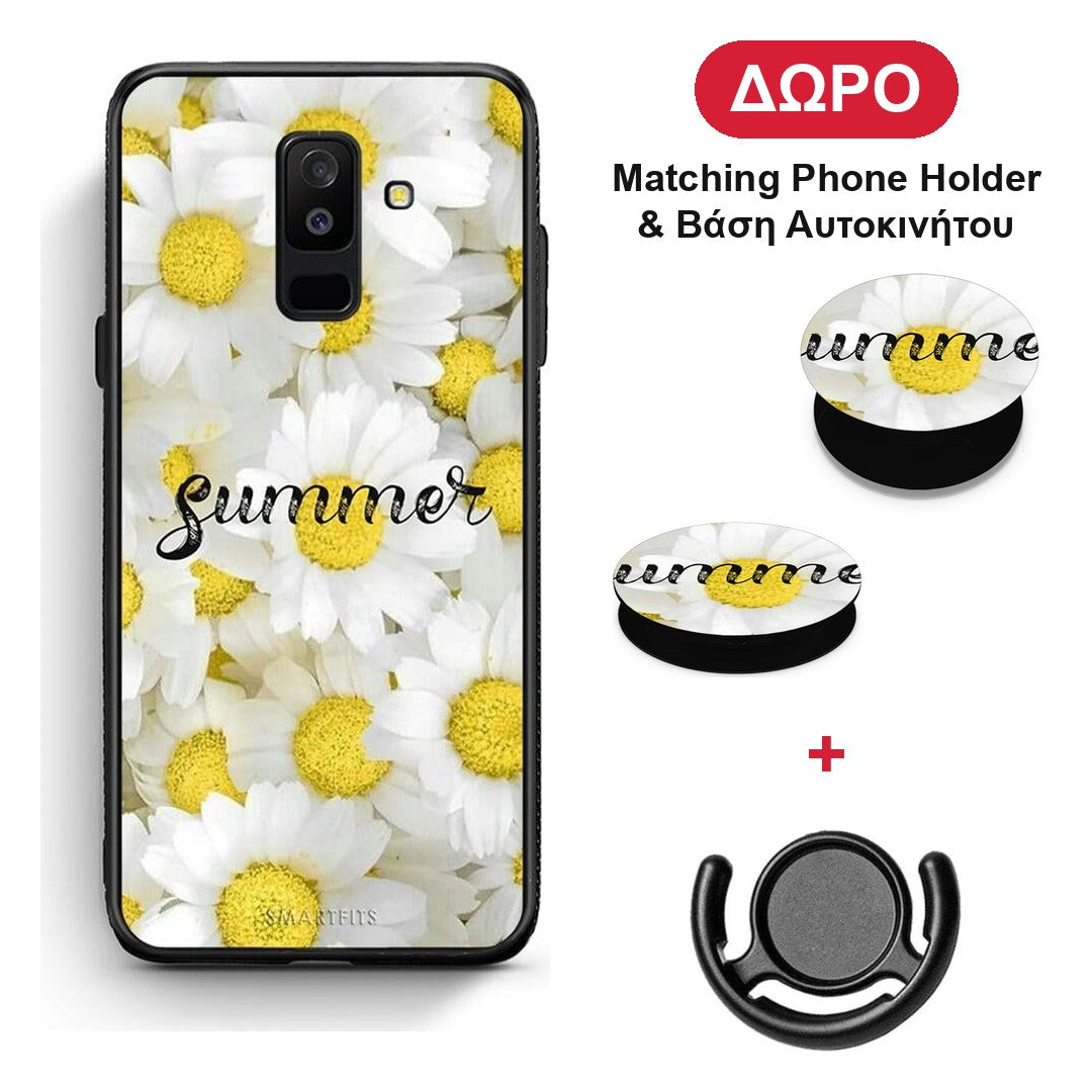 Summer Daisies - Samsung Galaxy A6+ 2018 θήκη + Δώρο Phone Holder & Βάση Αυτοκινήτου