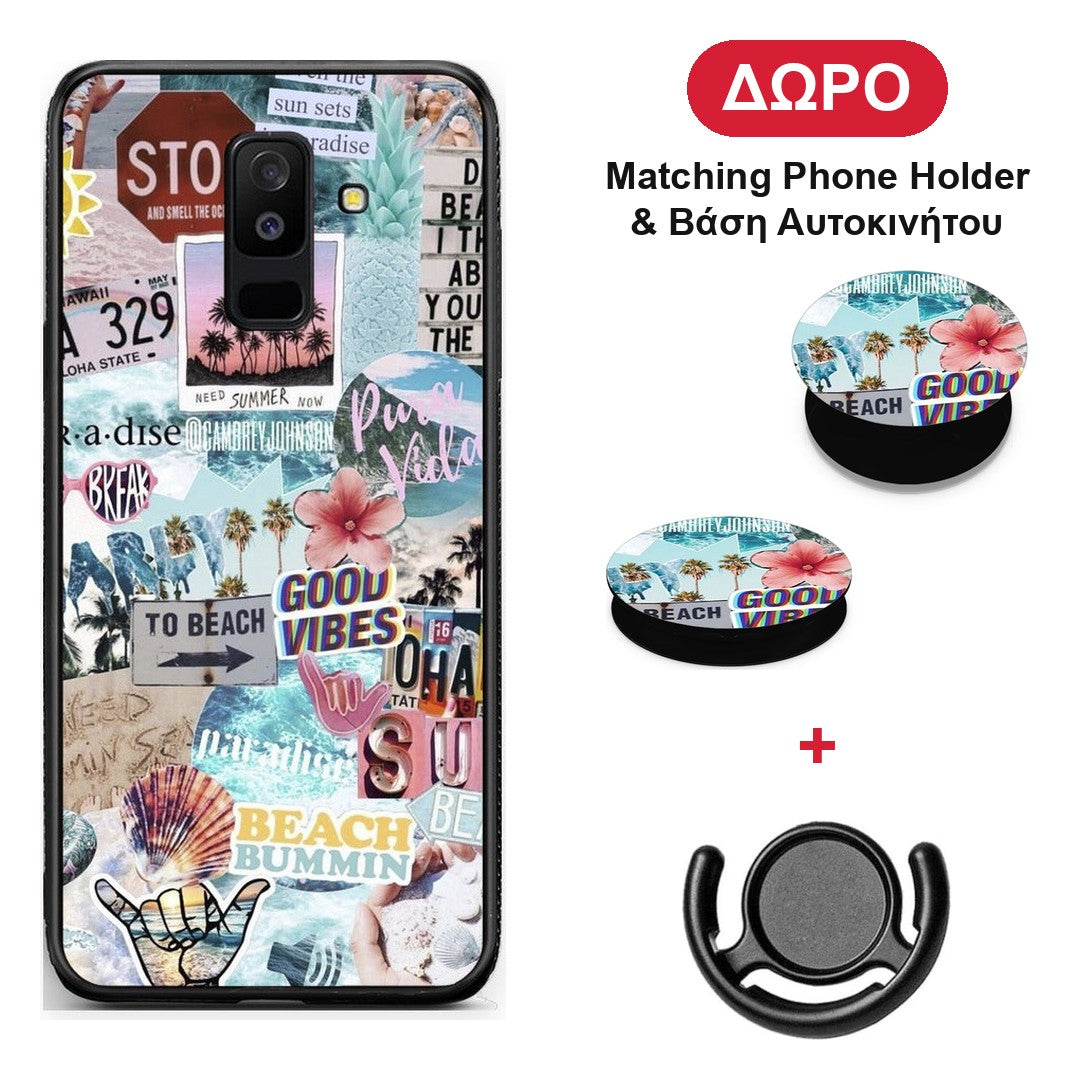 Summer Vibes - Samsung Galaxy A6+ 2018 θήκη + Δώρο Phone Holder & Βάση Αυτοκινήτου
