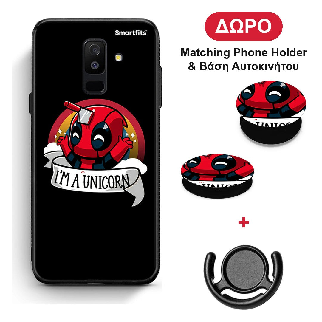Unicorn Deadpool - Samsung Galaxy A6+ 2018 θήκη + Δώρο Phone Holder & Βάση Αυτοκινήτου