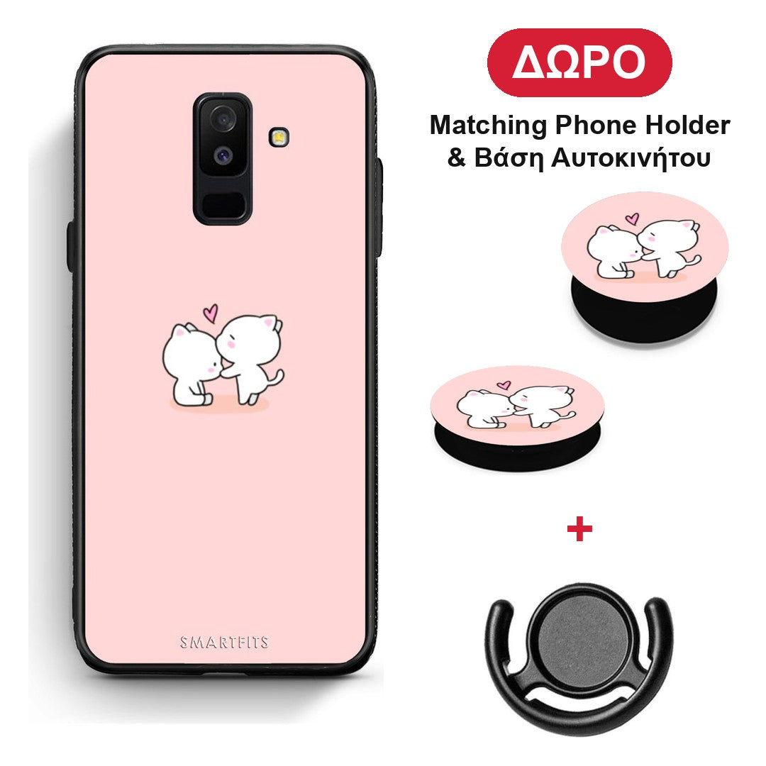 Valentine Love - Samsung Galaxy A6+ 2018 θήκη + Δώρο Phone Holder & Βάση Αυτοκινήτου