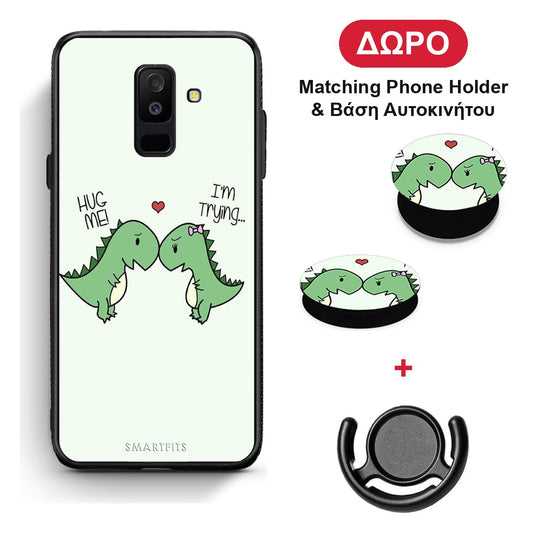 Valentine Rex - Samsung Galaxy A6+ 2018 θήκη + Δώρο Phone Holder & Βάση Αυτοκινήτου