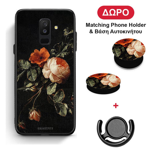 Vintage Roses - Samsung Galaxy A6+ 2018 θήκη + Δώρο Phone Holder & Βάση Αυτοκινήτου
