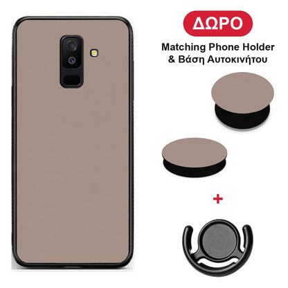 Warm Taupe - Samsung Galaxy A6+ 2018 θήκη + Δώρο Phone Holder & Βάση Αυτοκινήτου