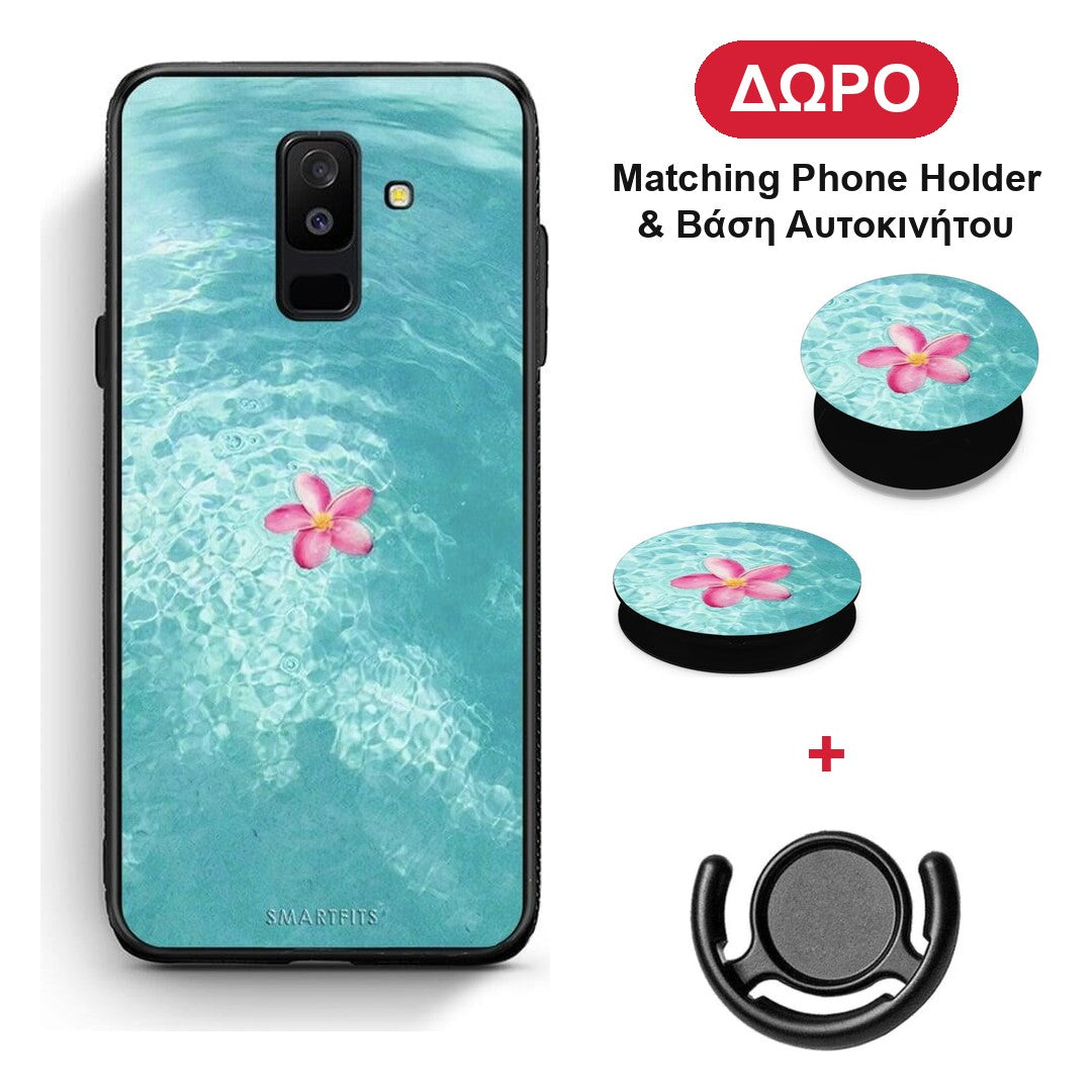 Water Flower - Samsung Galaxy A6+ 2018 θήκη + Δώρο Phone Holder & Βάση Αυτοκινήτου