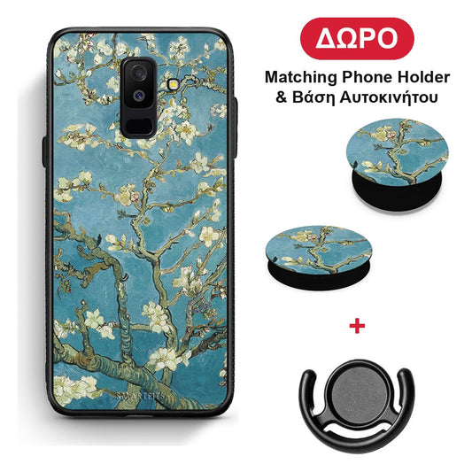White Blossoms - Samsung Galaxy A6+ 2018 θήκη + Δώρο Phone Holder & Βάση Αυτοκινήτου