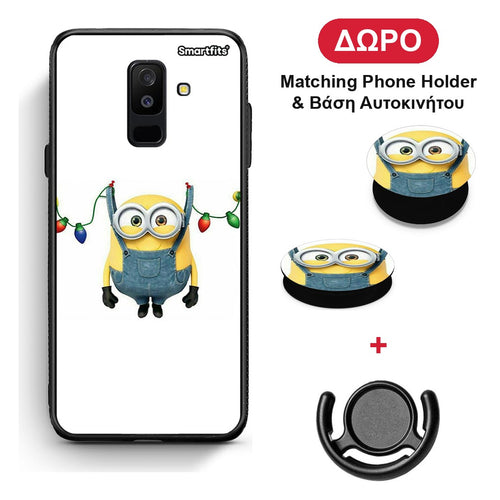 Xmas Minion Lights - Samsung Galaxy A6+ 2018 θήκη + Δώρο Phone Holder & Βάση Αυτοκινήτου