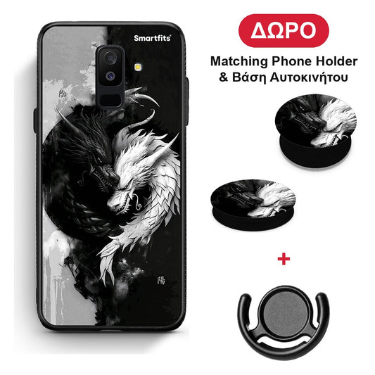 Yin Yang - Samsung Galaxy A6+ 2018 θήκη + Δώρο Phone Holder & Βάση Αυτοκινήτου