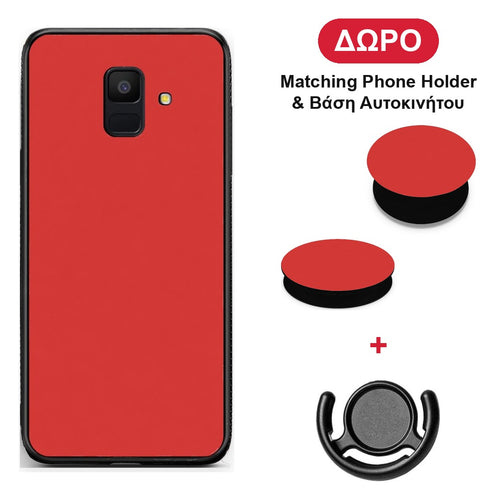 Poppy Red - Samsung Galaxy A6 2018 θήκη + Δώρο Phone Holder & Βάση Αυτοκινήτου